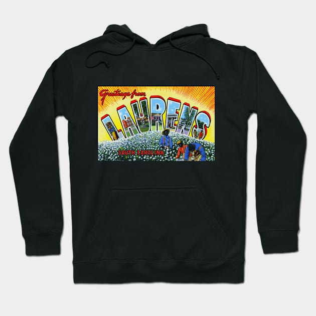 Greetings from Laurens South Carolina, Vintage Large Letter Postcard Hoodie by Naves